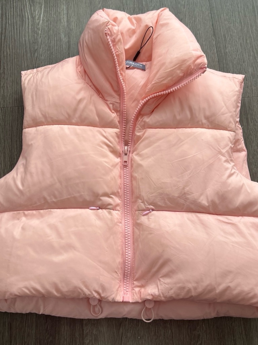 Light Pink Quilted Puffer Vest with High Collar